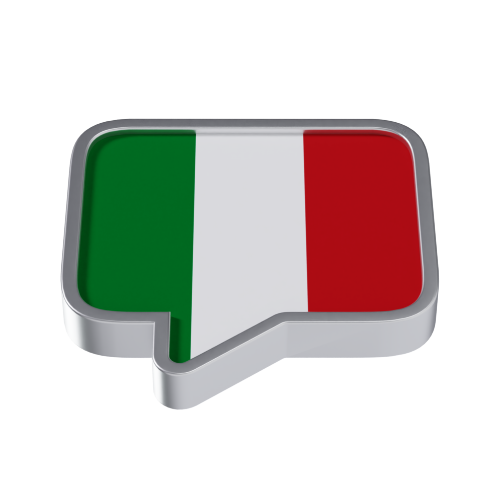 Italian Language 3D Icon - Lower Medium View at Side Angle 90 Degrees png