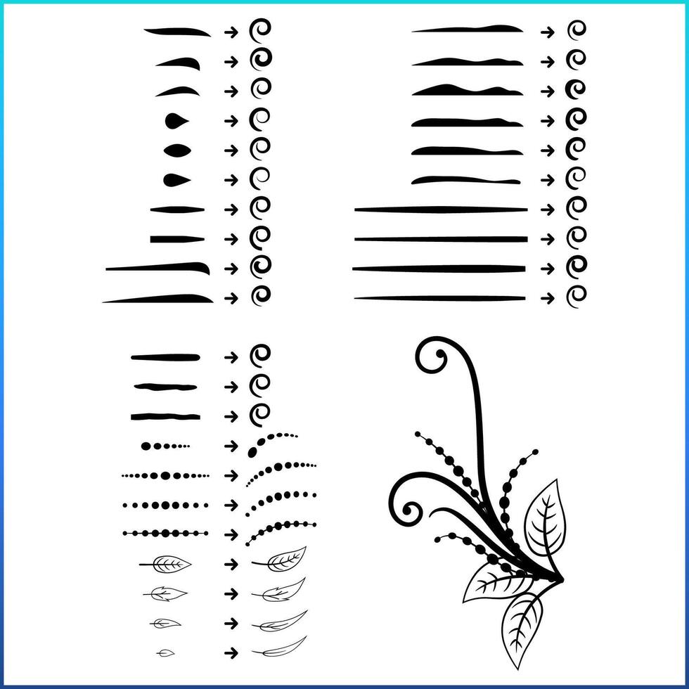 Floral Brush stroke for create floral ornament vector