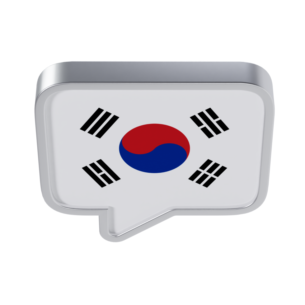 Korean Language 3D Icon - Upper Medium View at Side Angle 90 Degrees png