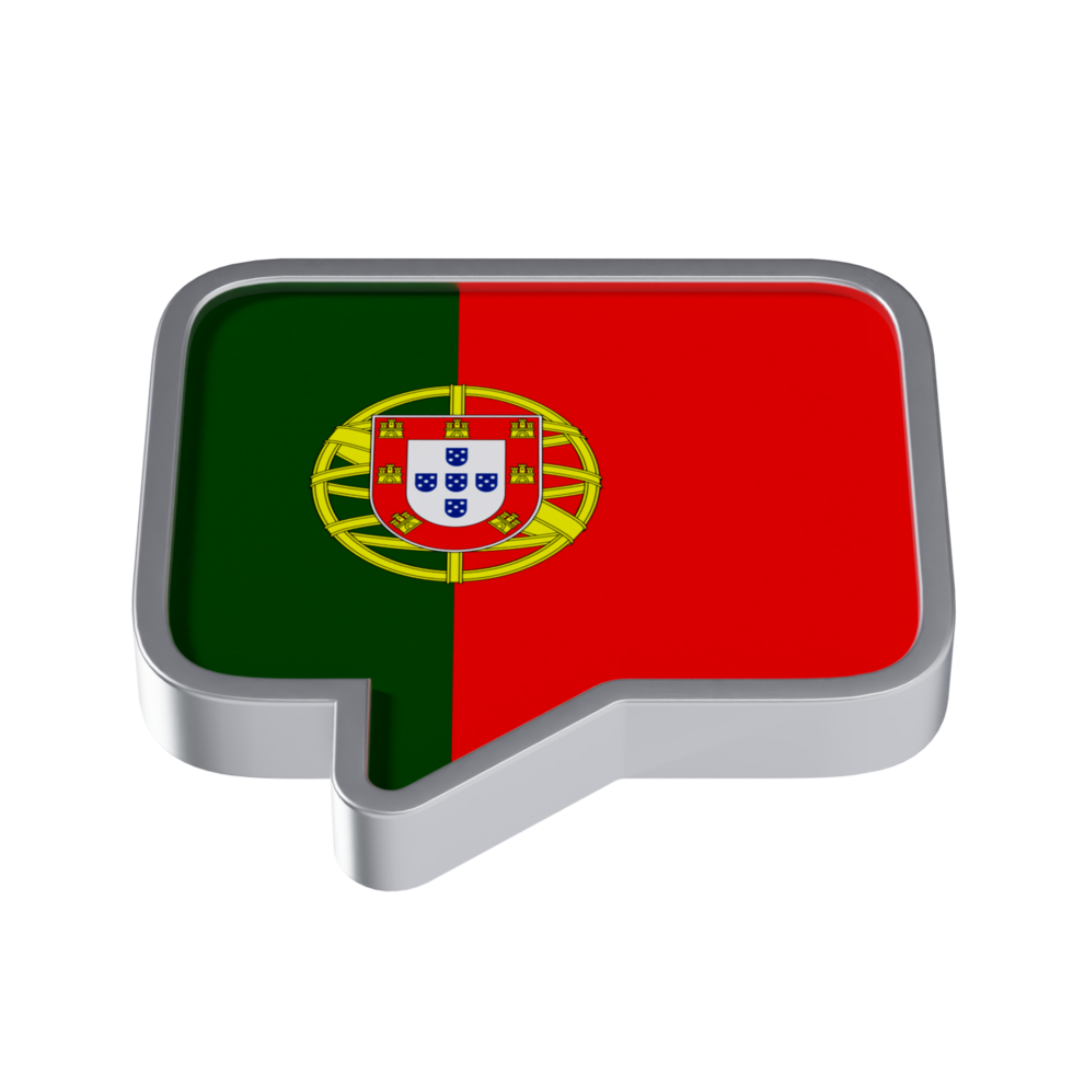 Portuguese Language 3D Icon - Lower Medium View at Side Angle 90 Degrees png