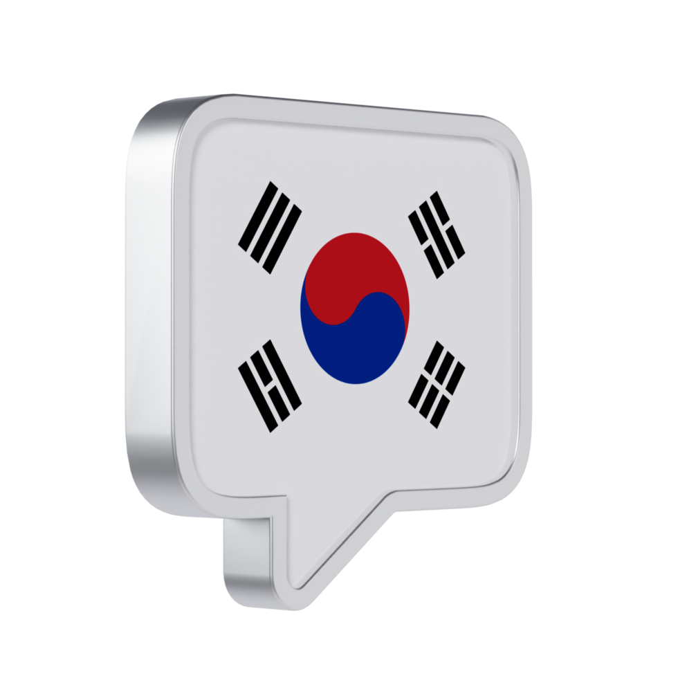 Korean Language 3D Icon - Medium View at 45 Degrees png