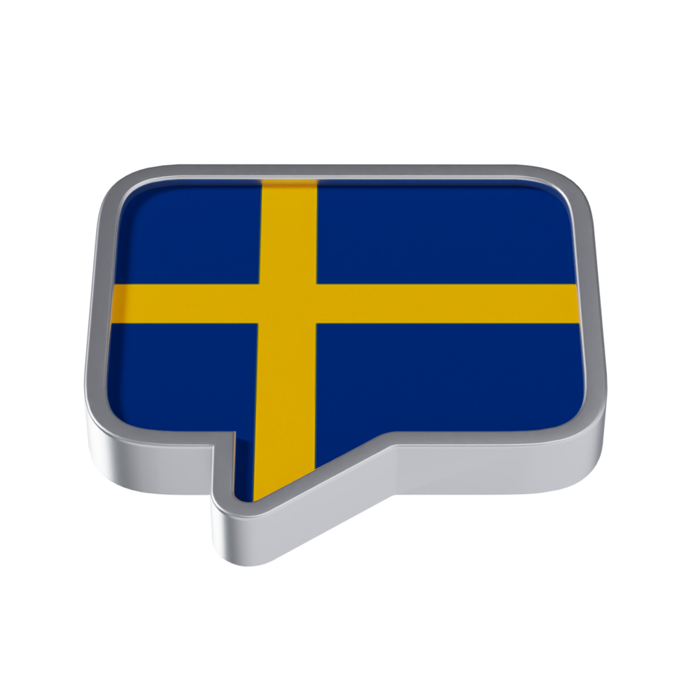 Swedish Language 3D Icon - Lower Medium View at Side Angle 90 Degrees png