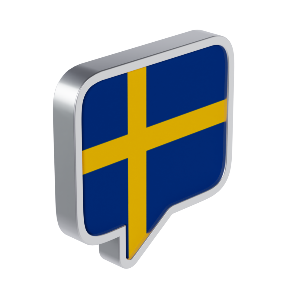 Swedish Language 3D Icon - Medium High View at 45 Degrees png