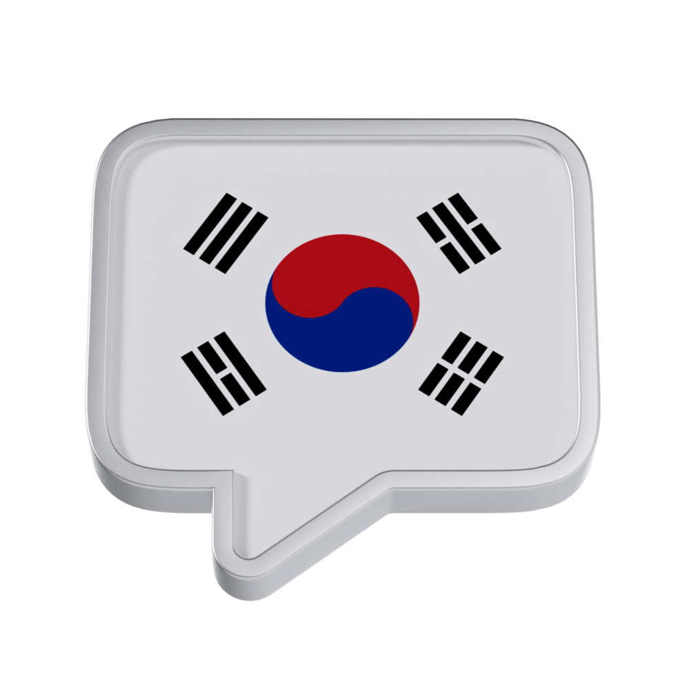 Korean Language 3D Icon - Medium Low View at Side Angle 90 Degrees png