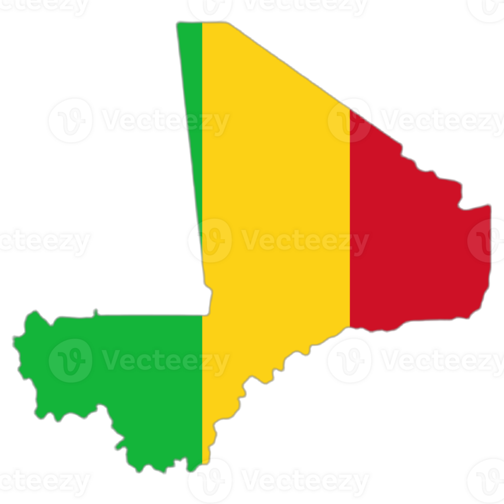 Mali flag on the map png