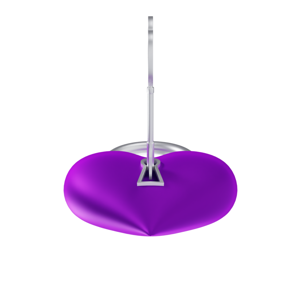 Purple Valentine Lock with a Key - Lower Low View at Side Angle 90 Degrees png