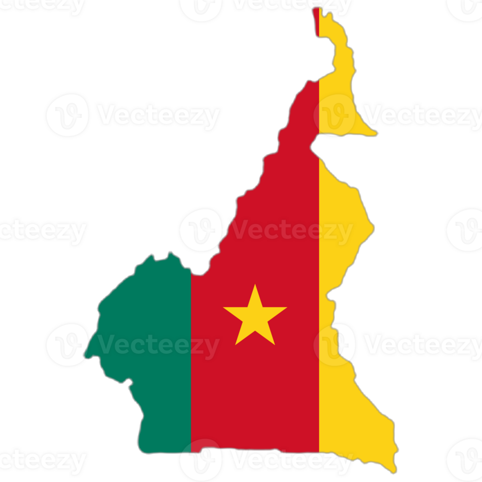 Cameroon flag on the map png