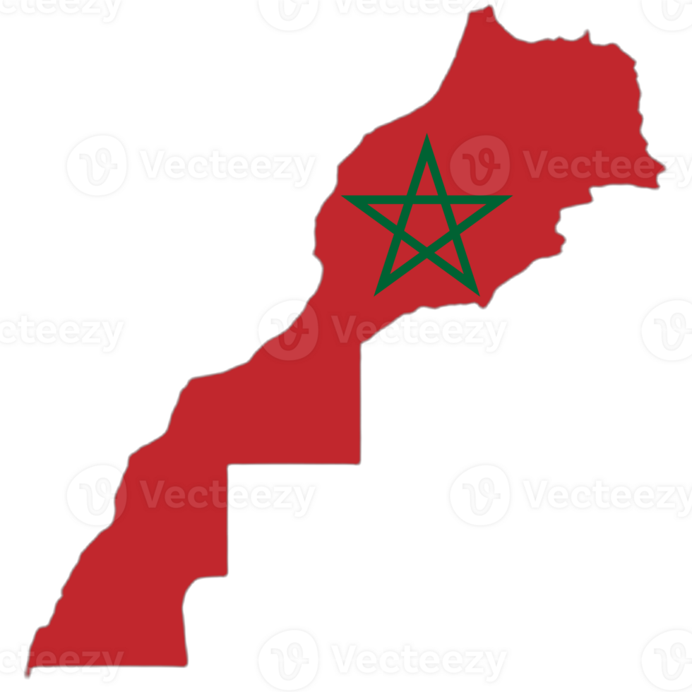 Morocco flag on the map png