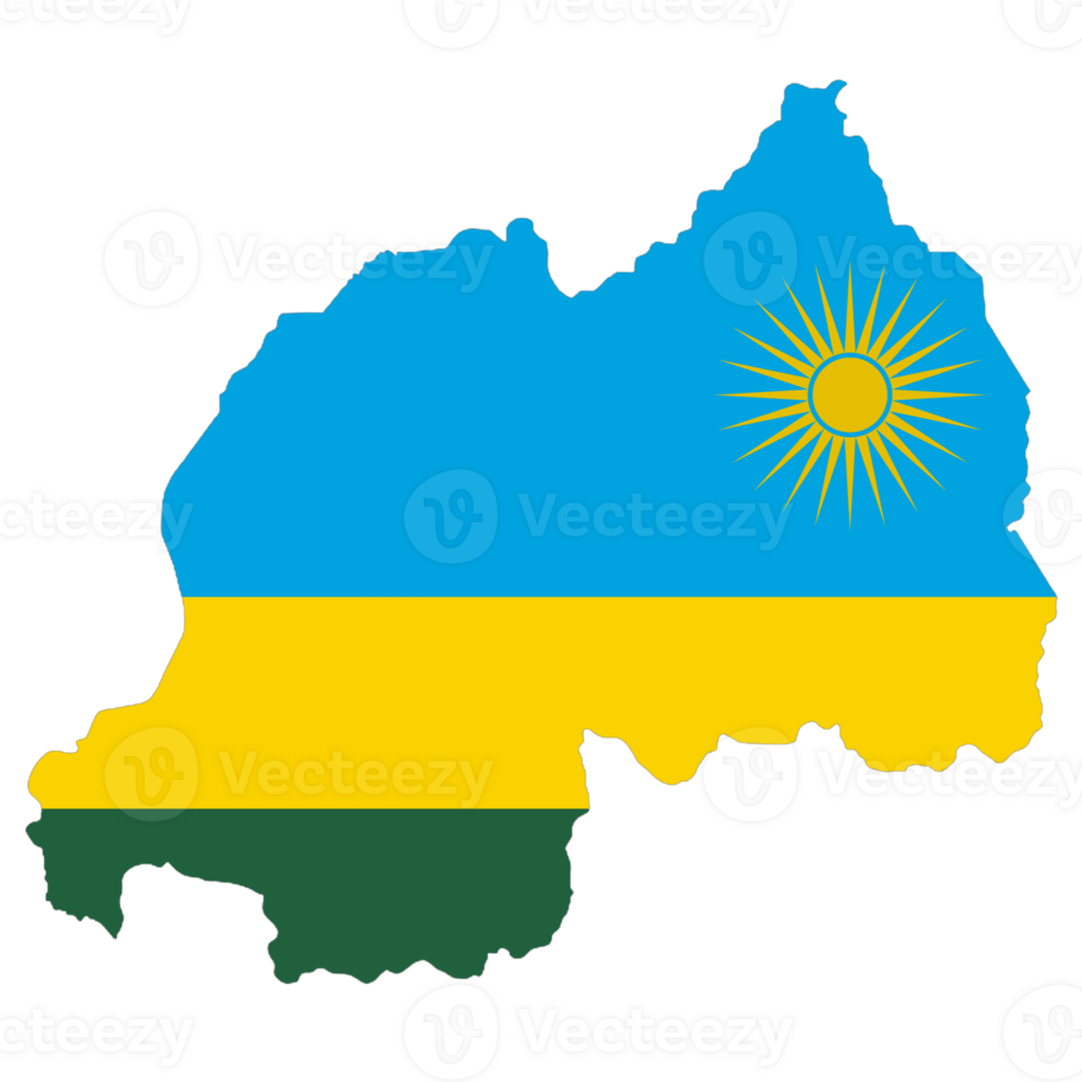 Rwanda flag on the map png