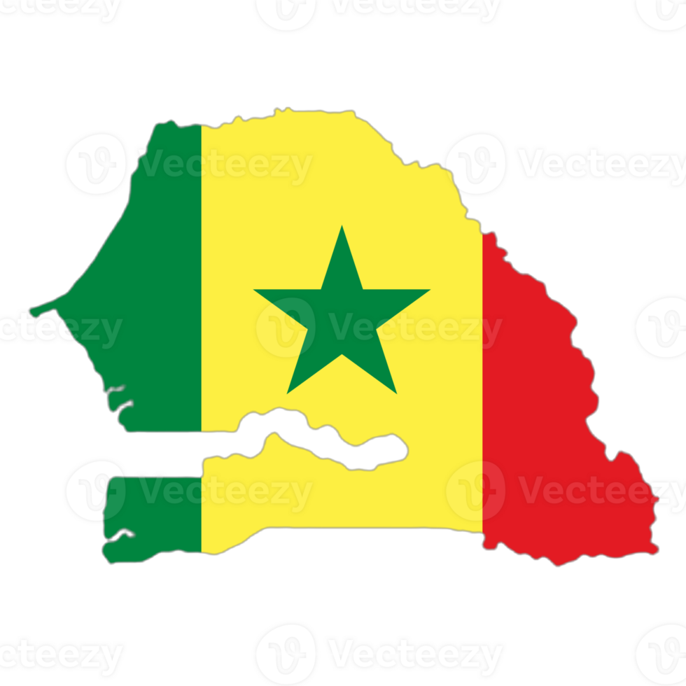 Senegal flag on the map png