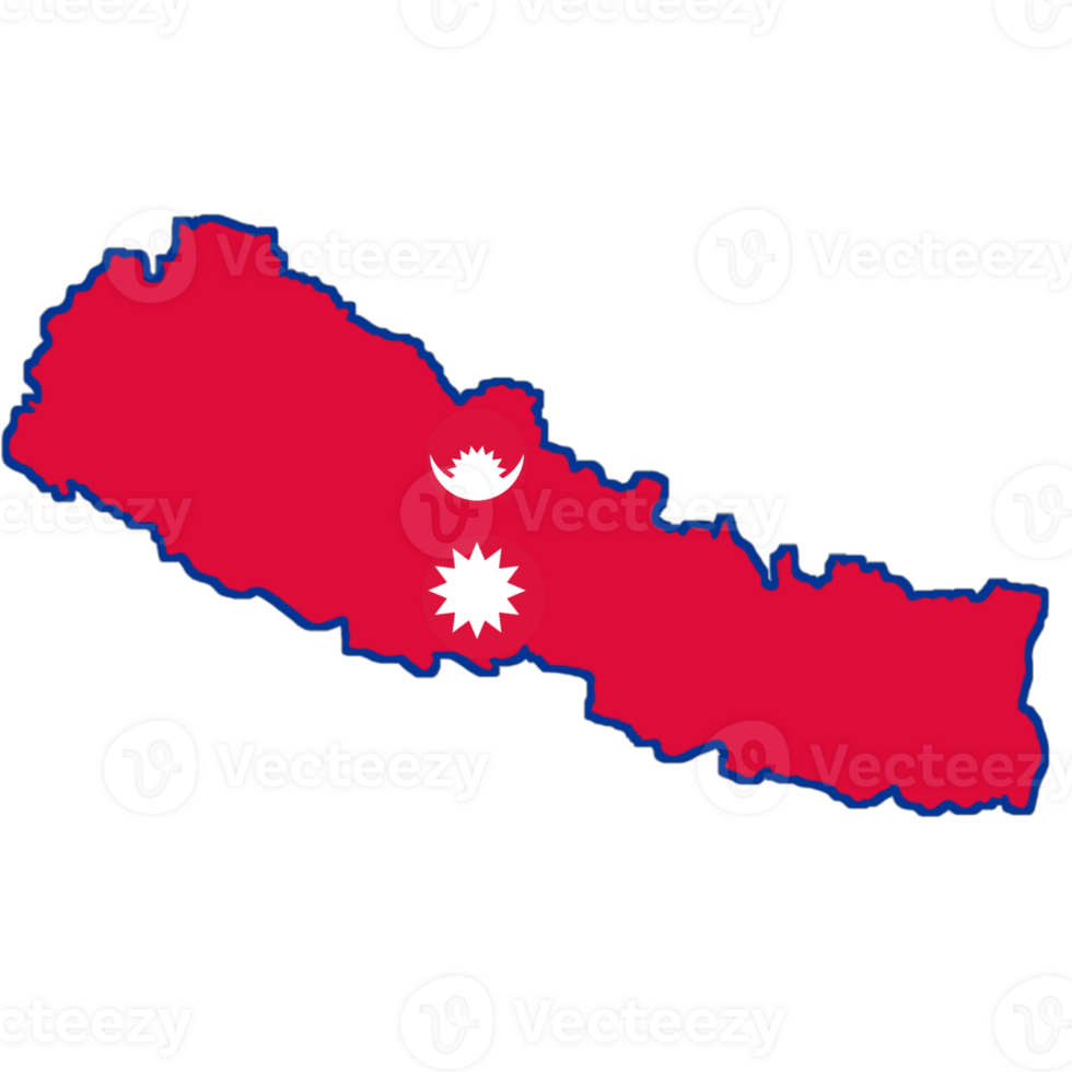 Nepal flag on the map png
