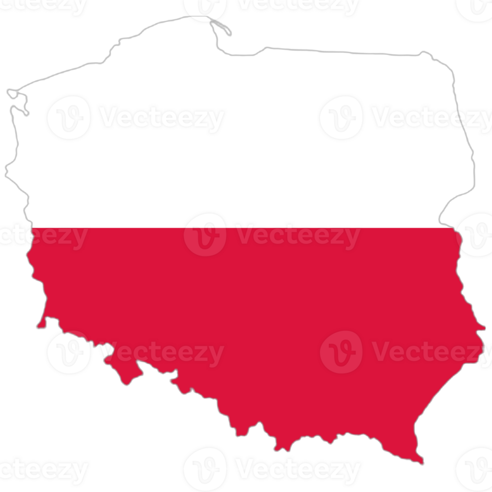 Poland flag on the map png