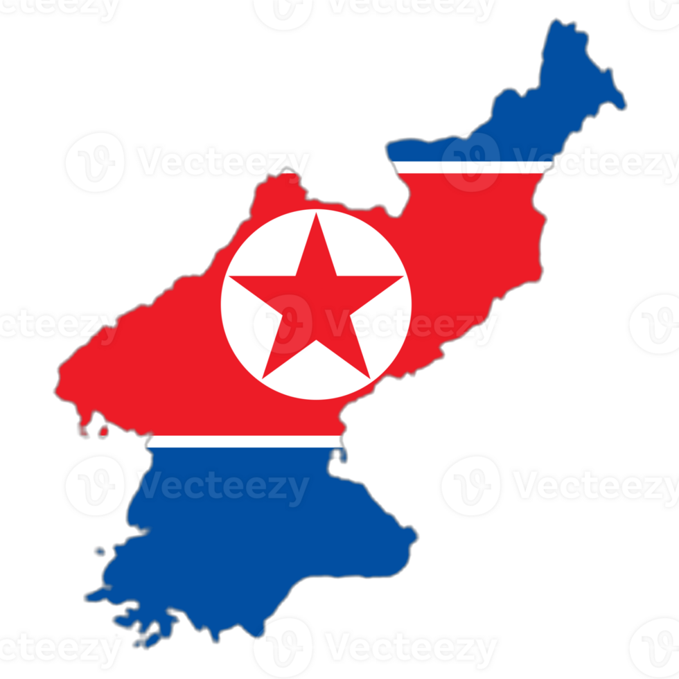 North Korea flag on the map png