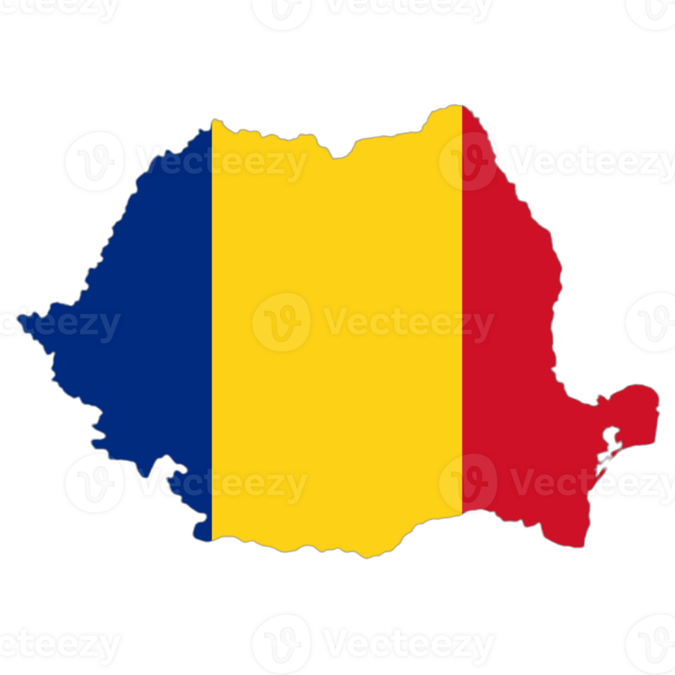 Romania flag on the map png