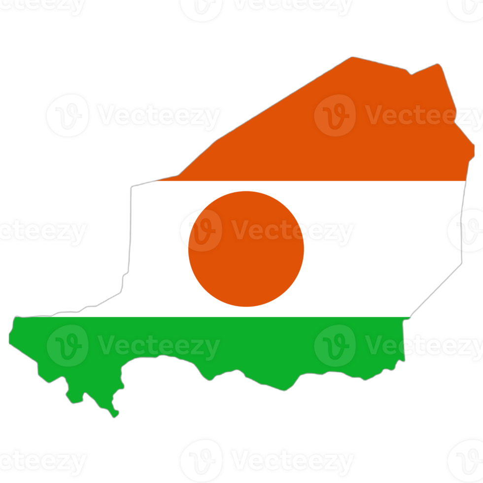 Niger flag on the map png
