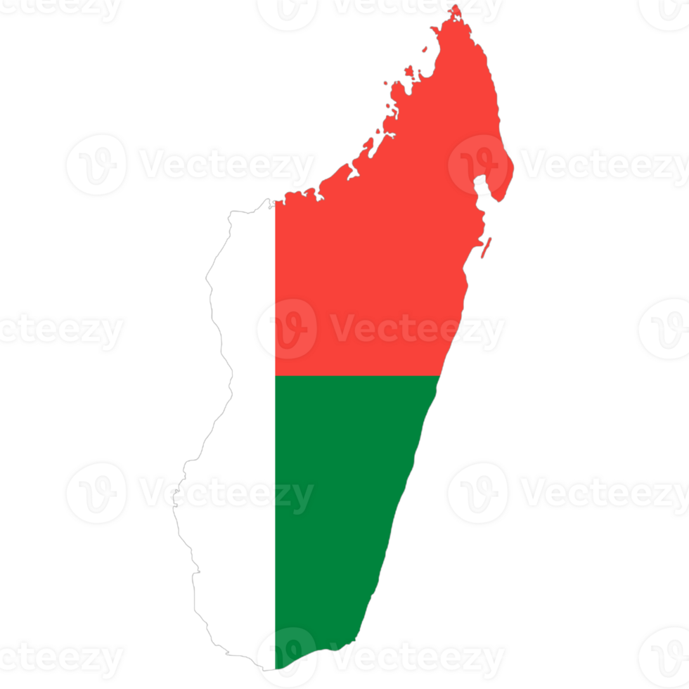 Madagascar flag on the map png