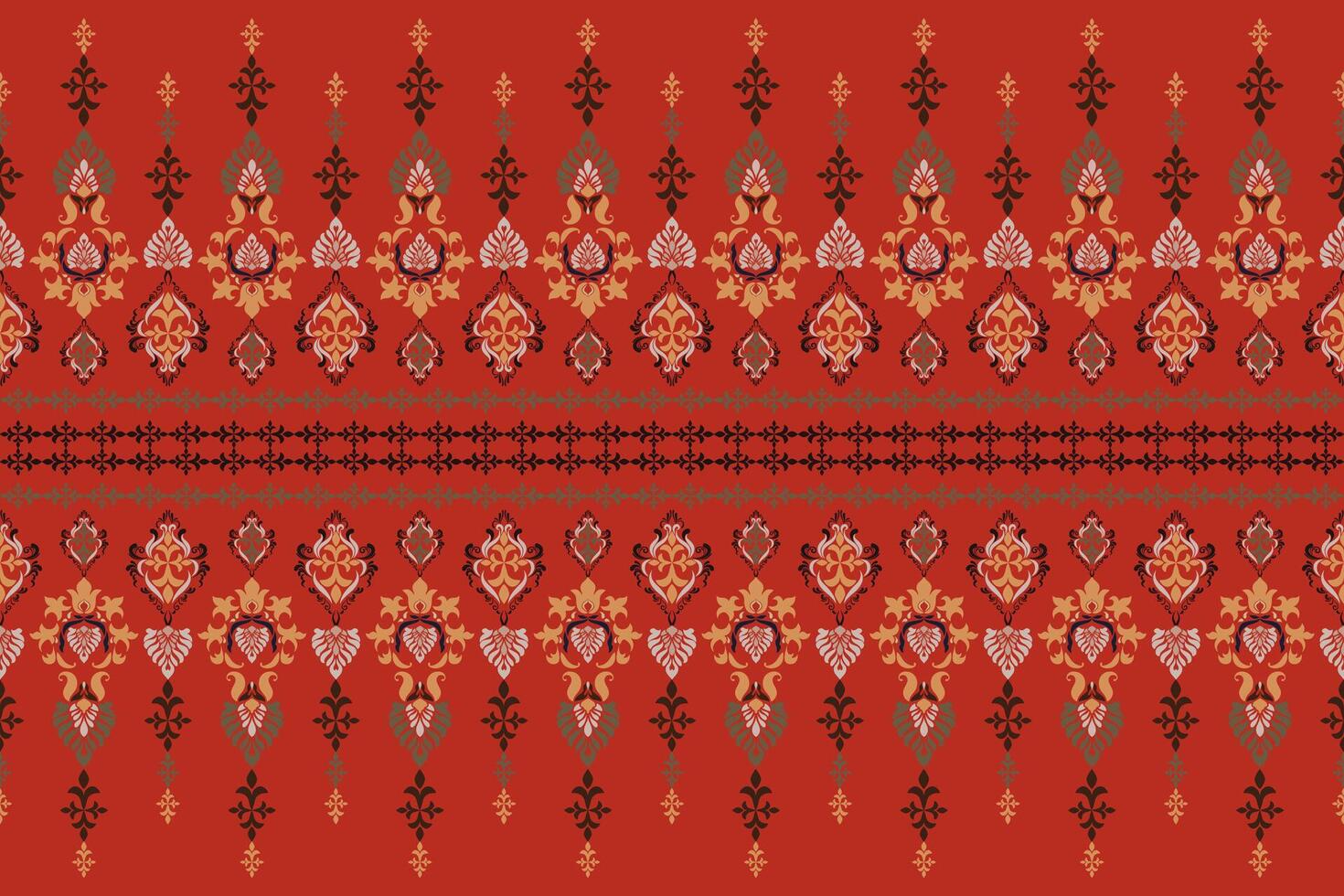 Floral ornament on red background. Seamless pattern for textile and wallpapers vector