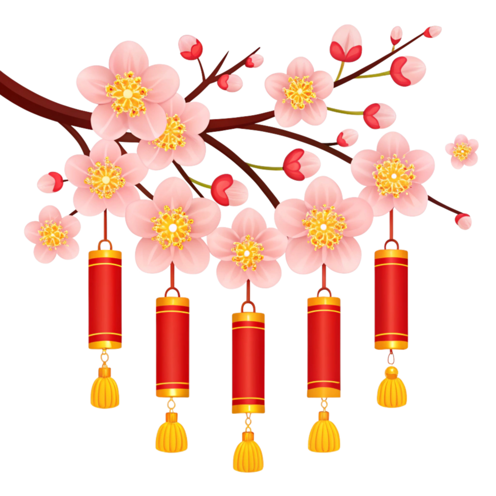 Chinese New Year Gold and Red Festive Artwork png