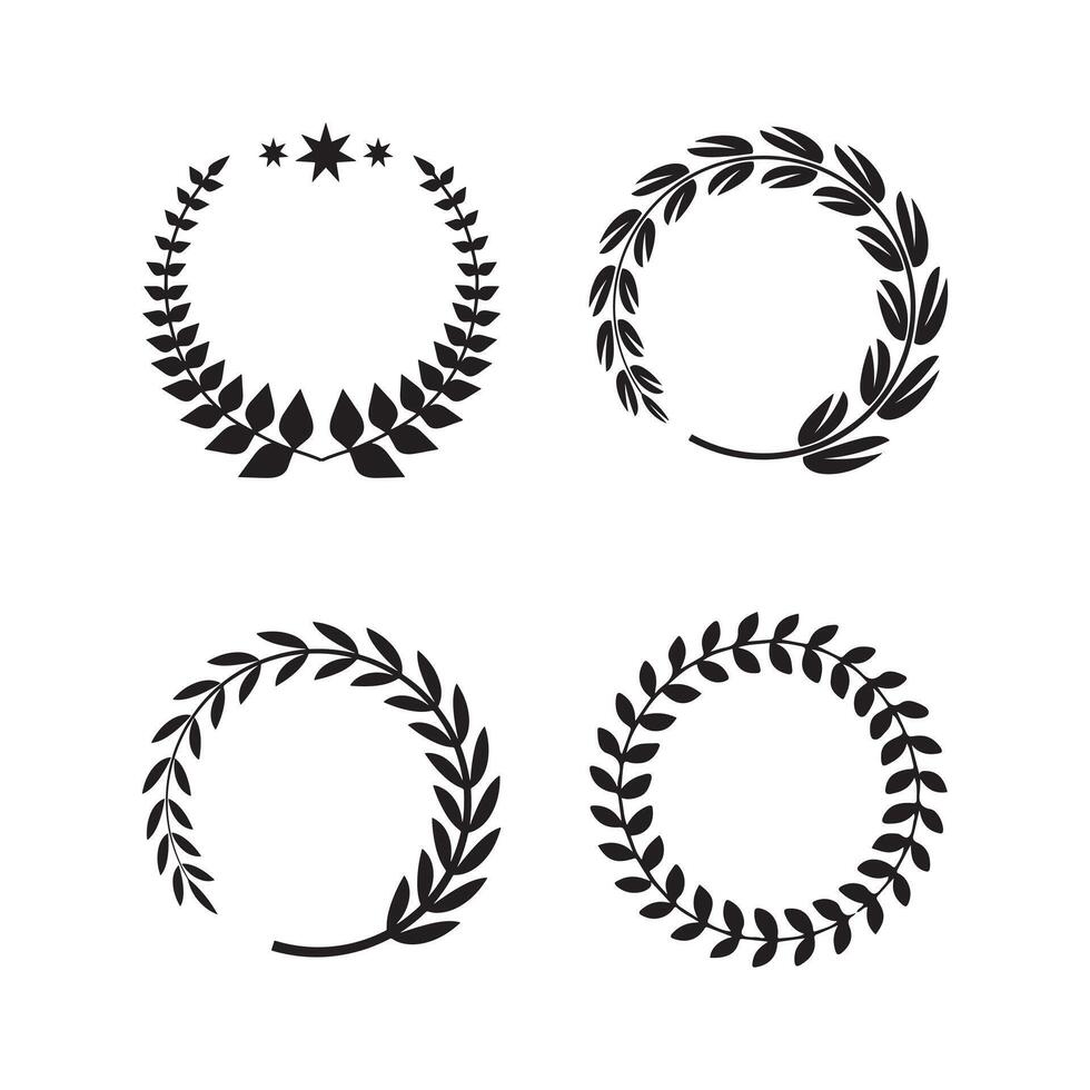 Classic Black Laurel Wreath Collection for Award and Decoration Designs. vector