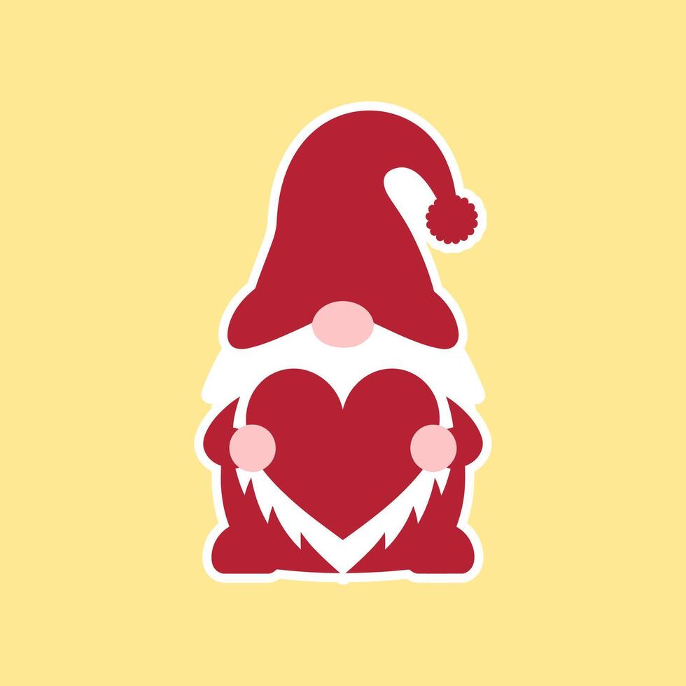 Adorable Gnome Holding a Heart, Perfect for Valentine's Day vector