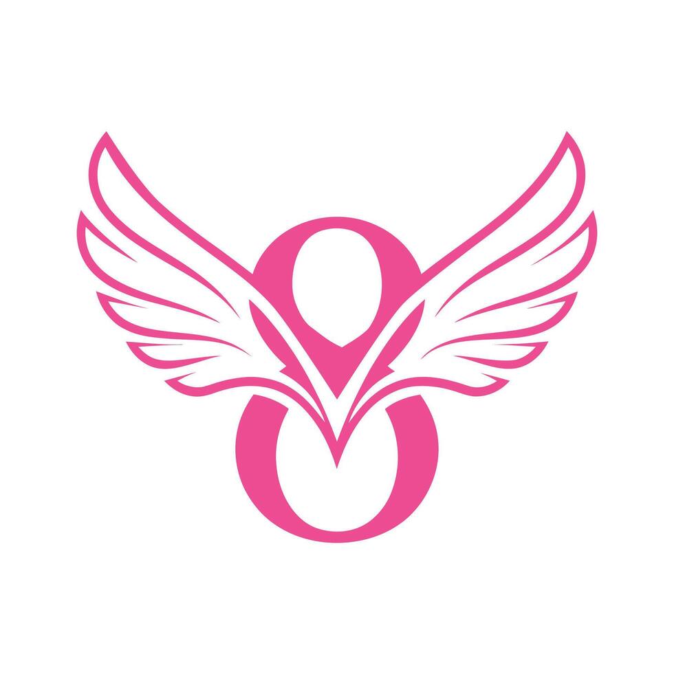 Elegant Pink Number Eight Logo with Wings vector