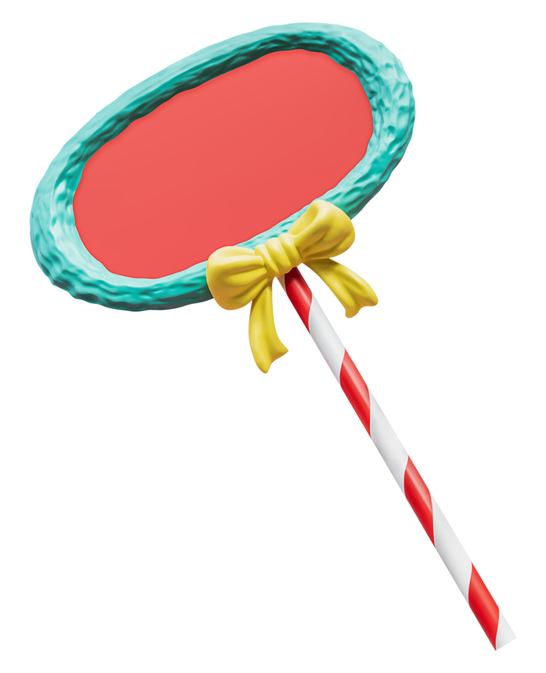 Green red circle sign on red white stick with yellow ribbon png