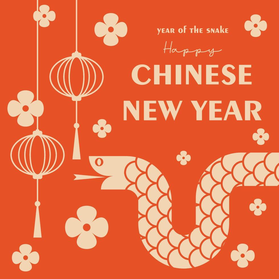 Happy lunar snake chinese new year 2025 background illustration vector