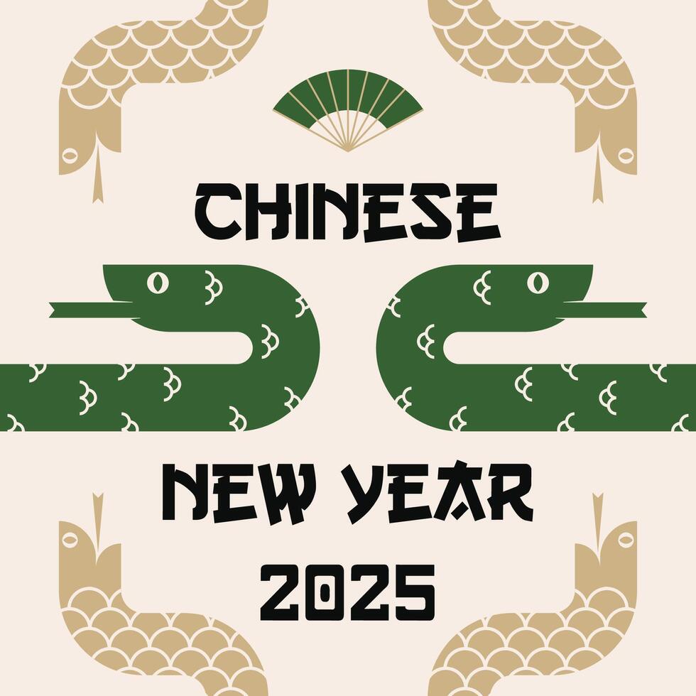 Happy snake lunar chinese new year 2025 background illustration vector