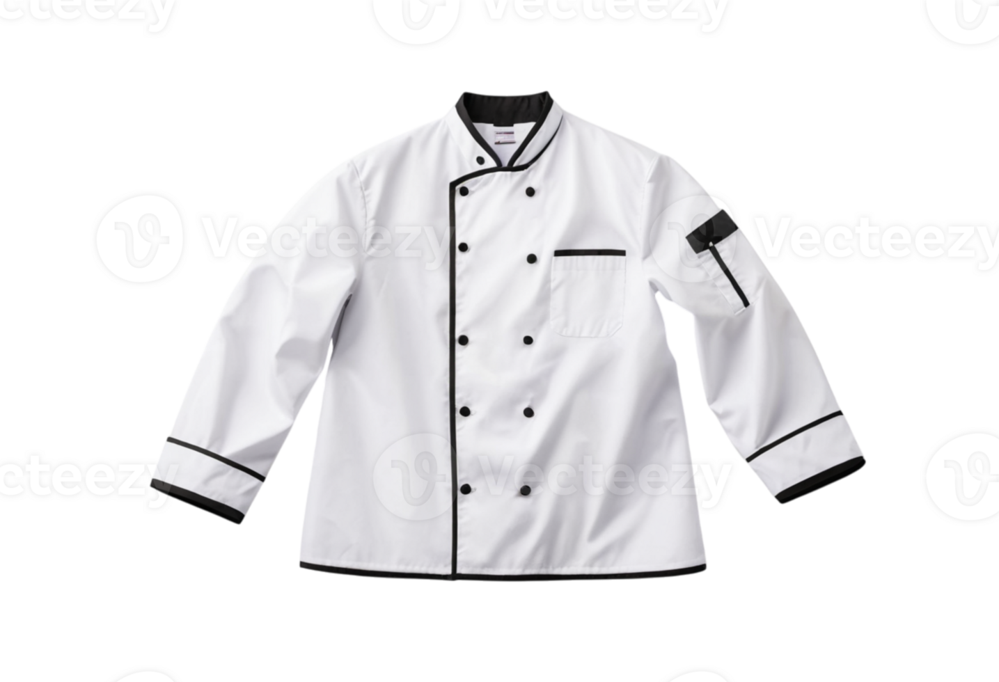 A chef coat with black trims and white trim png
