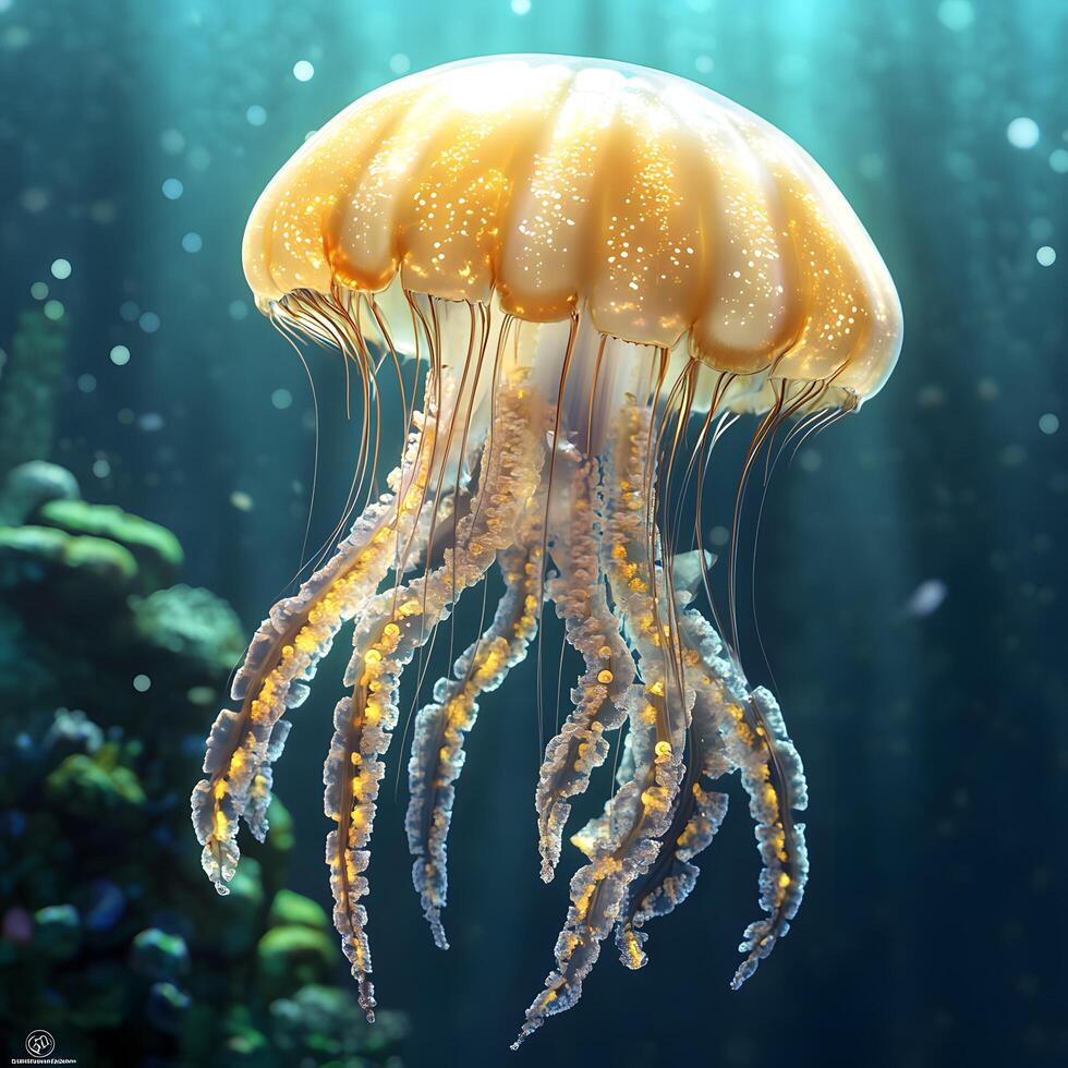 Jellyfish in ocean photo