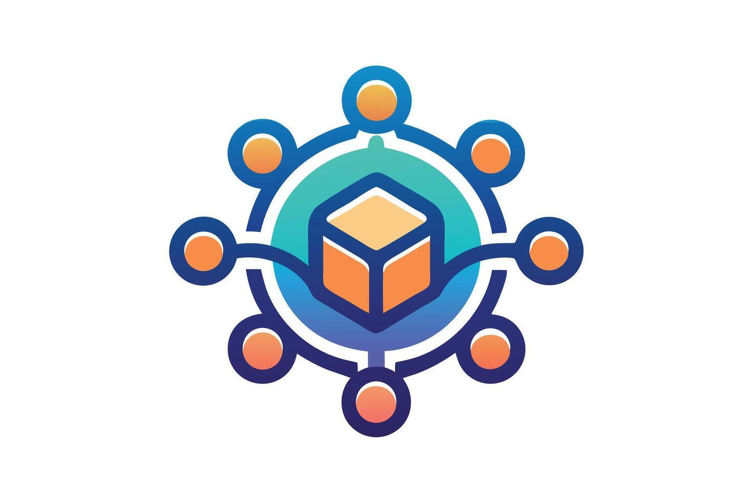 Crypto Blockchain blocks connecting each vector