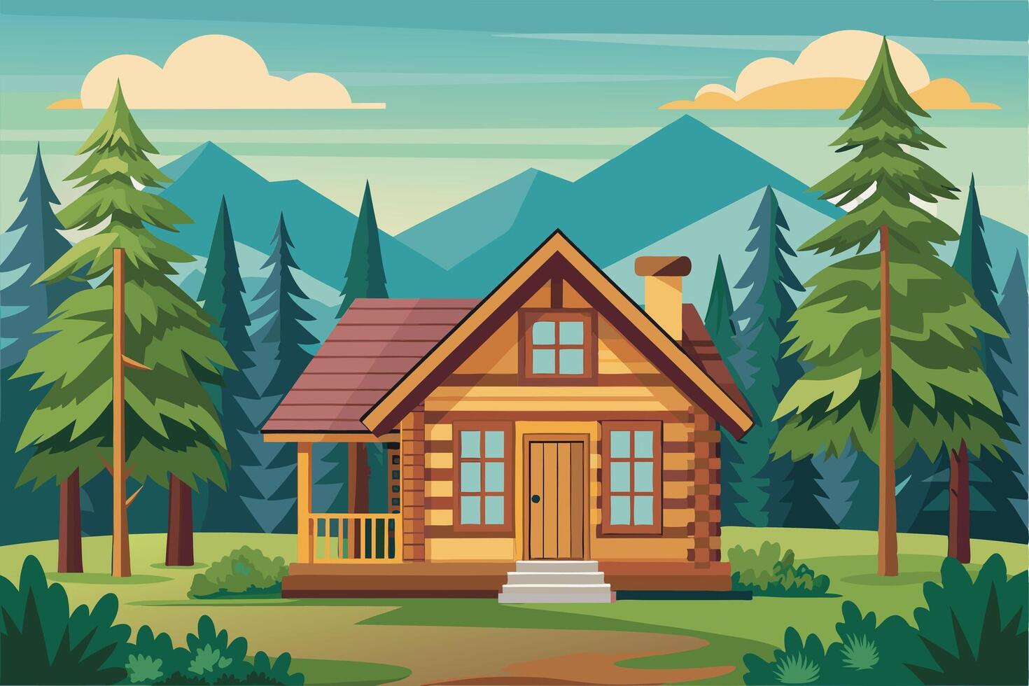 Vintage hand drawn Family House vector