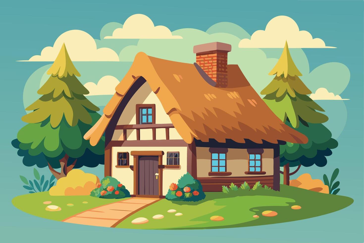 Modern front of house illustration vector
