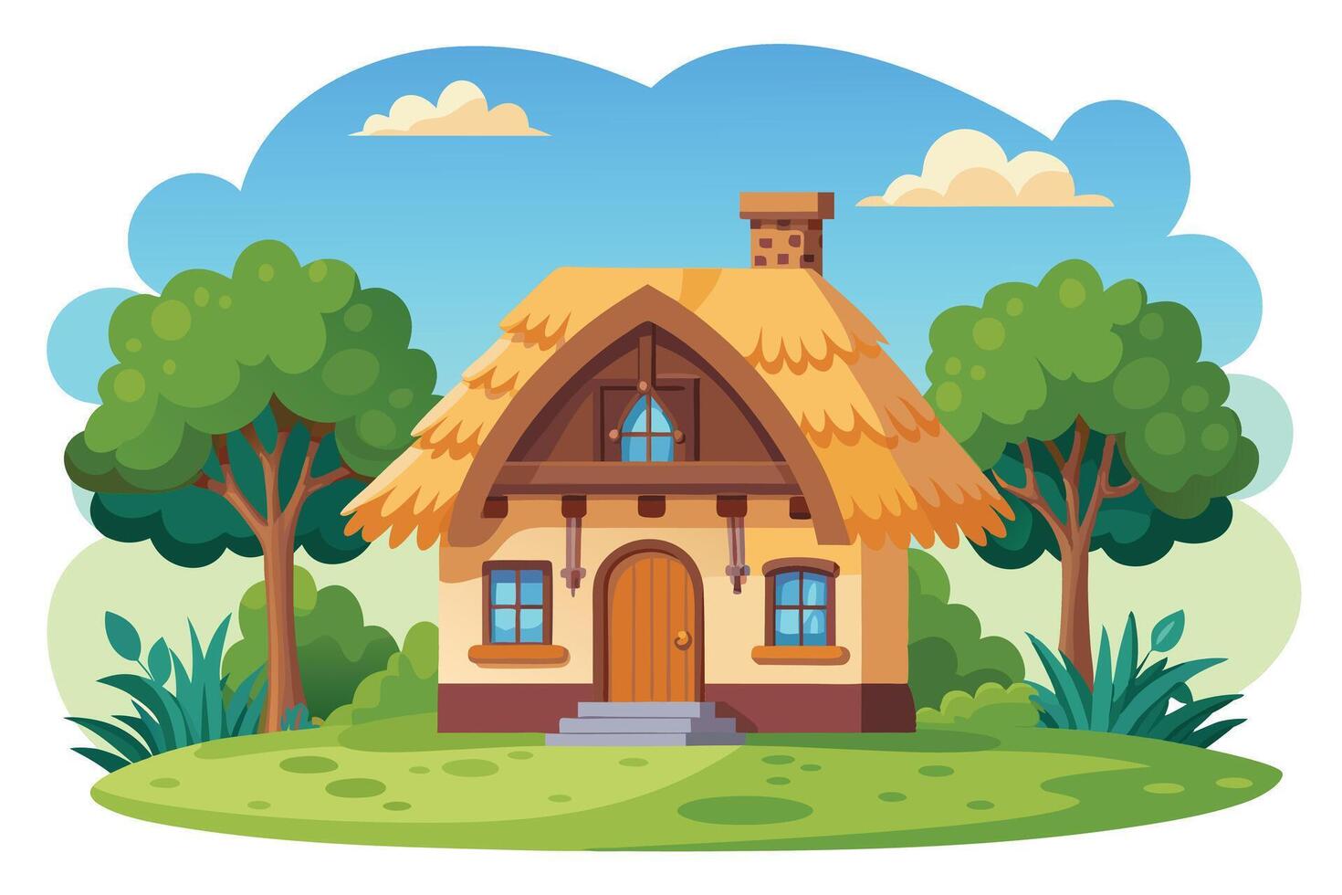 Illustration of a cartoon house in spring or summer season vector