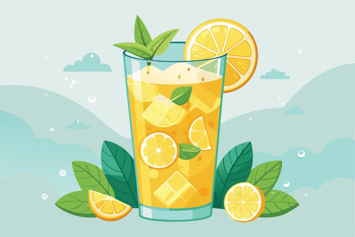 Glasses of fresh cold juice vector
