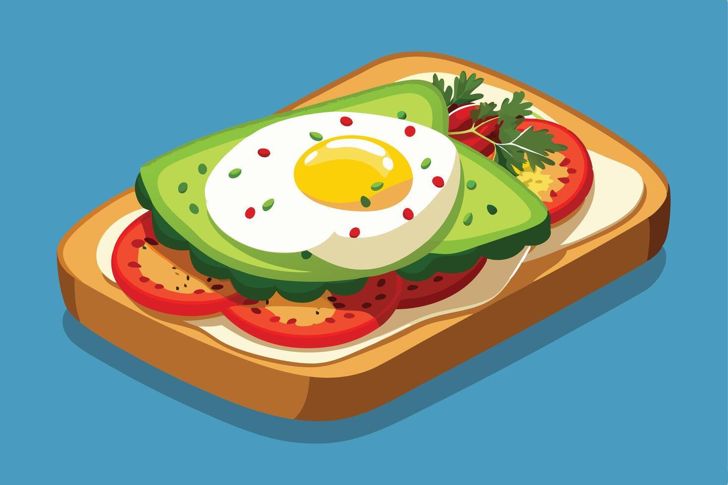 Sandwich with Scrambled Egg and Greenery Served on Plate vector