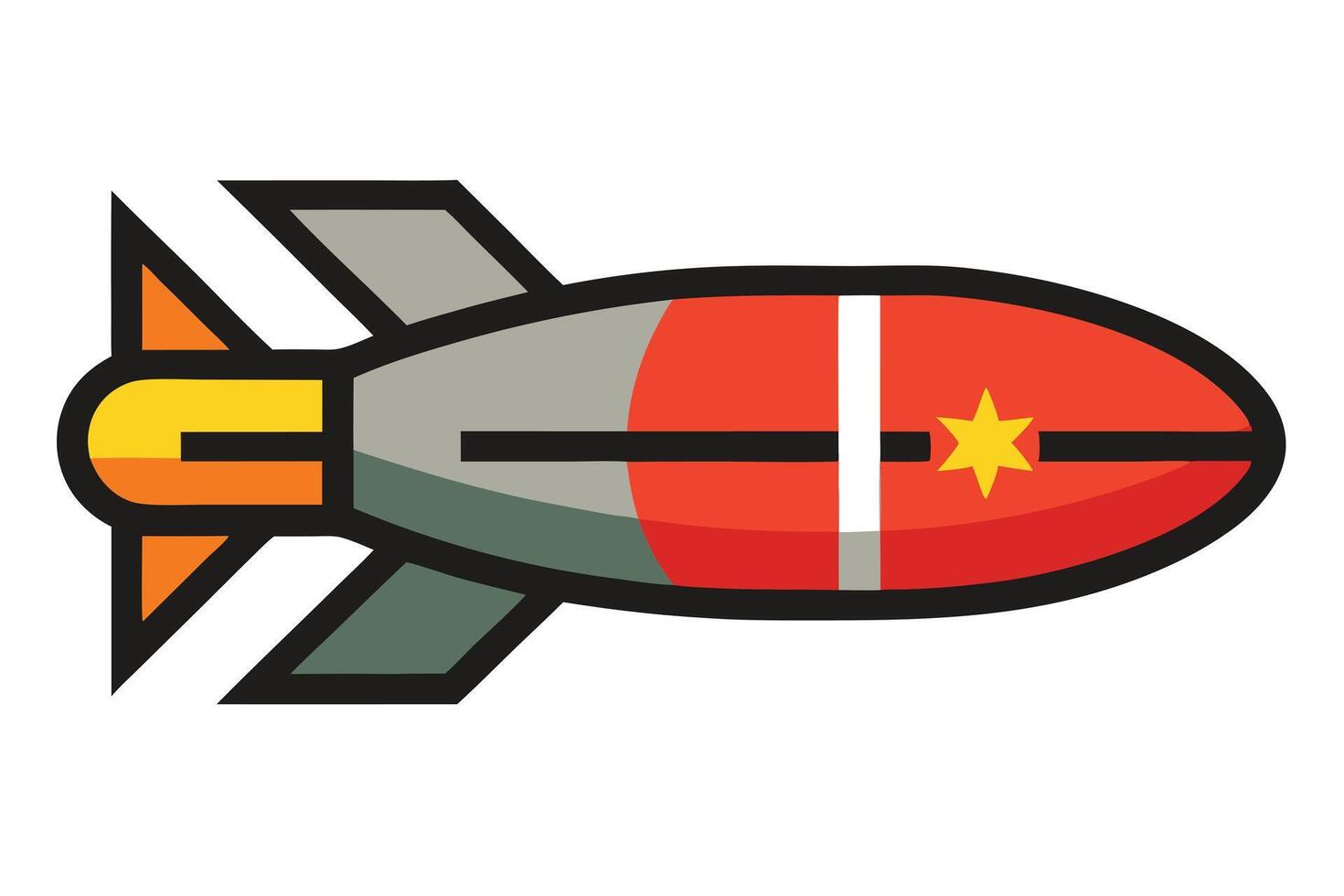 Spaceship flat icon with long shadow vector