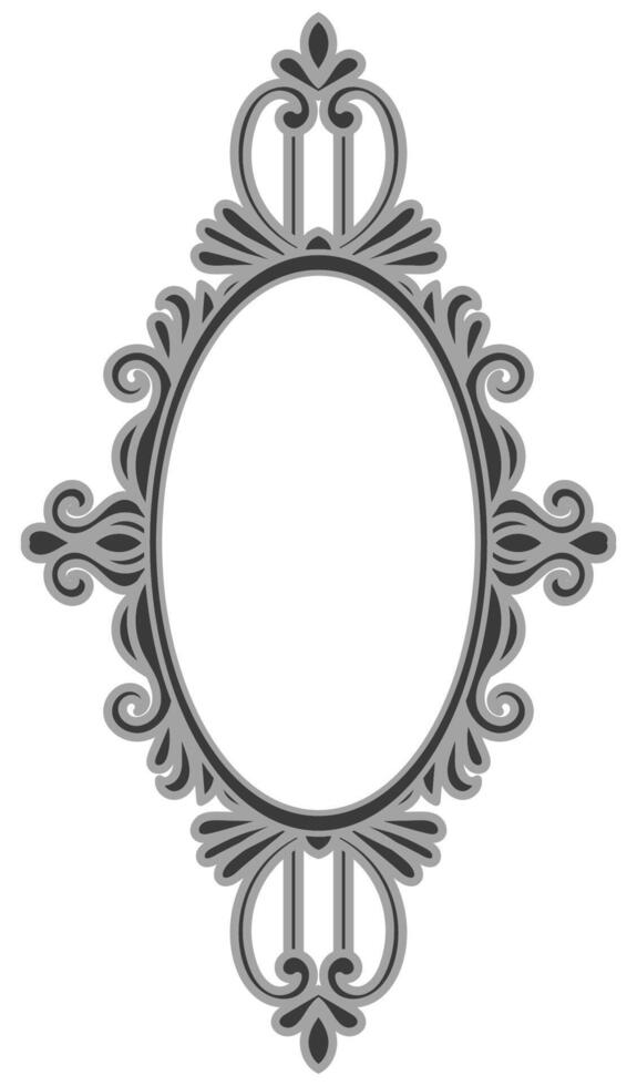 Vintage oval frame baroque pattern for decoration on white background vector