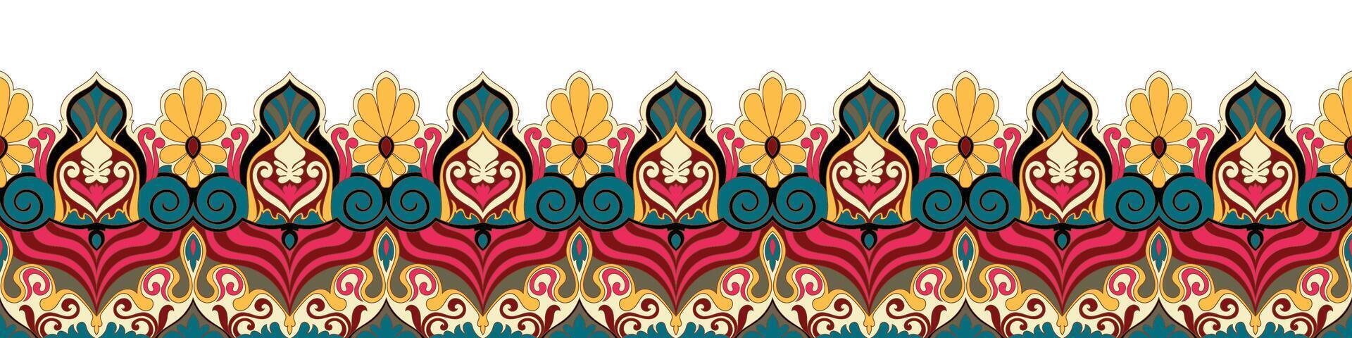 Yellow flowers, seamless border, vintage flower fence vector