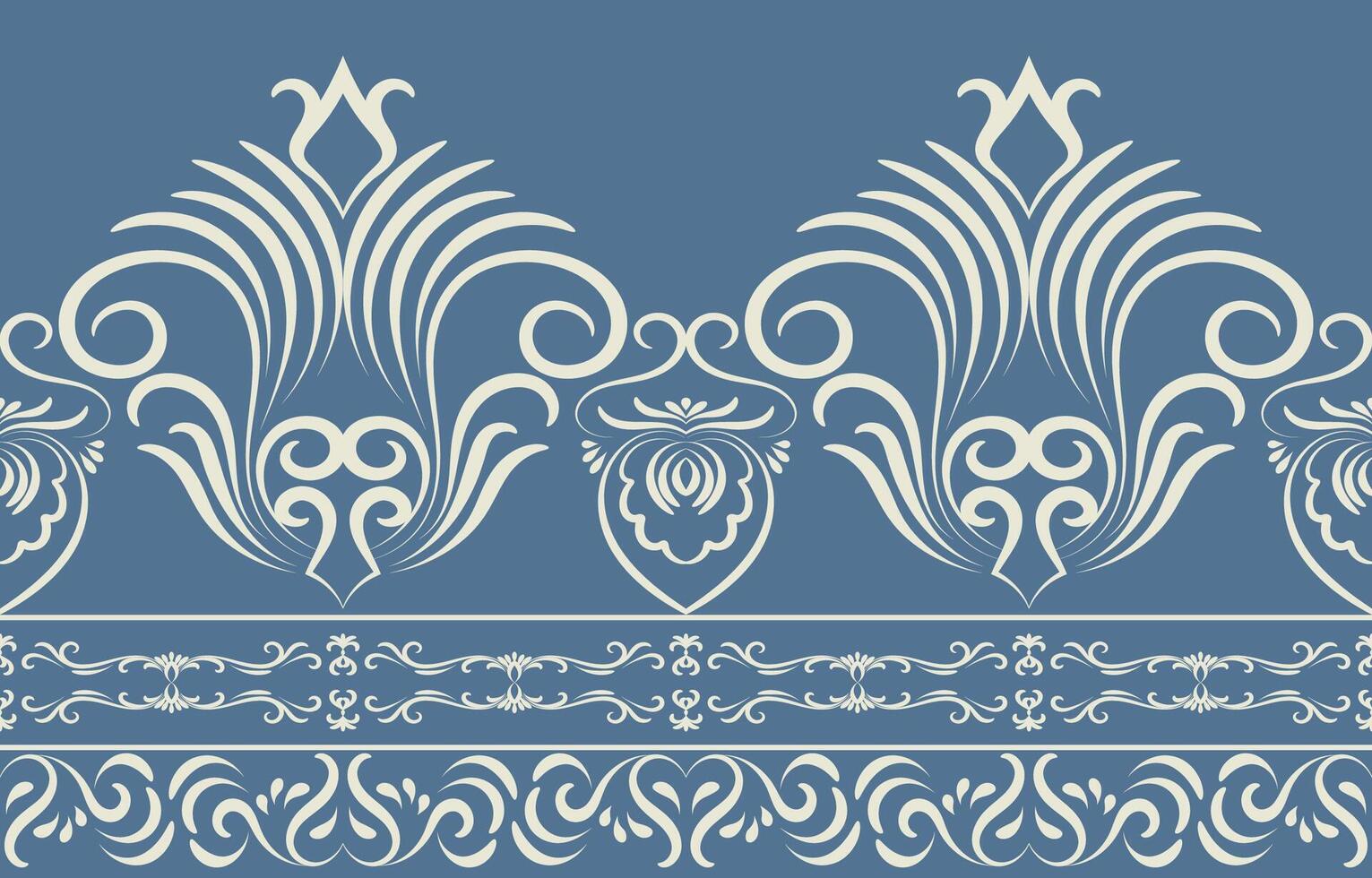 African boho floral embroidery border ikat pattern, ethnic indian ikat floral, navy background, ethnic pattern, indian floral embroidery border, seamless aztec pattern vector
