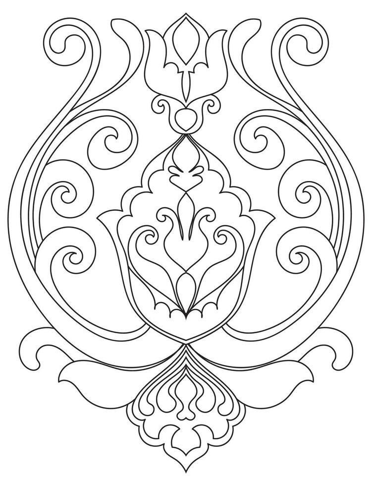 Abstract lotus, vintage lines,no color, vintage pattern elements vector
