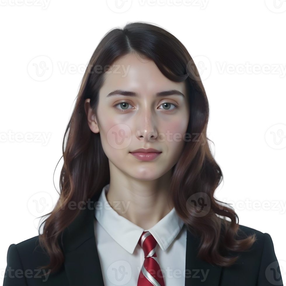 portrait of a businesswoman with a black suit and red tie png