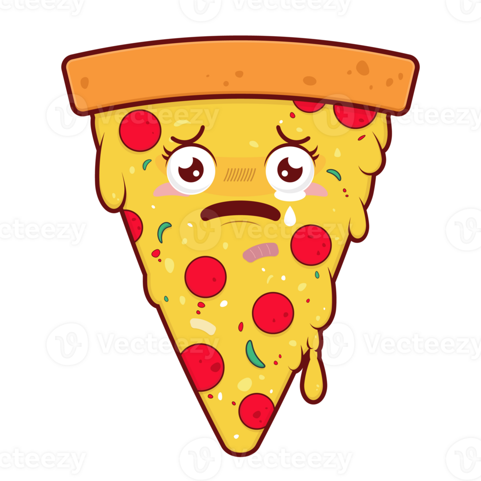 Scared slice pizza cartoon design png