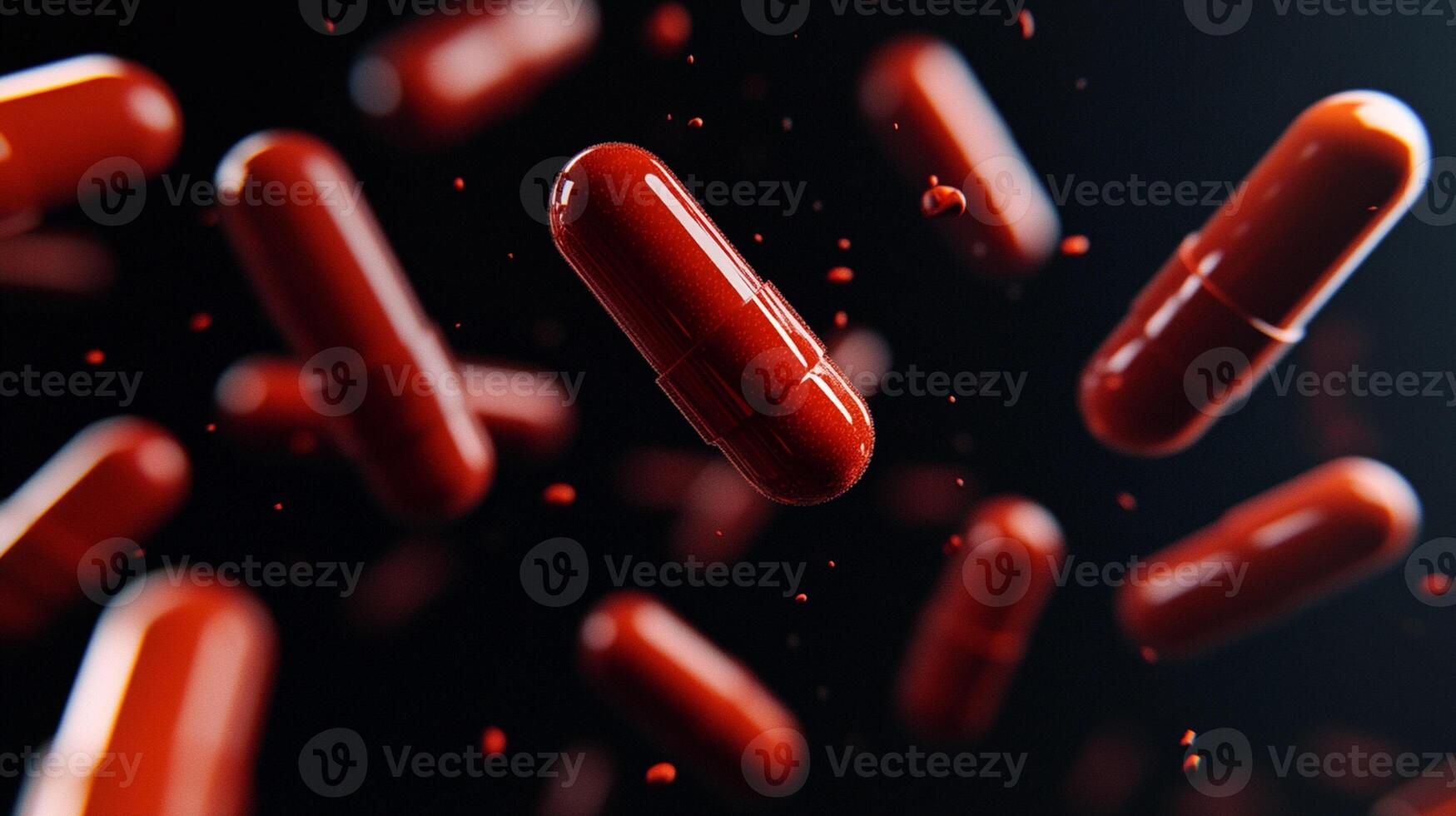 A Dynamic Image of Antibiotic Pill Capsules in Motion for Health-Related Projects and Educational Purposes photo