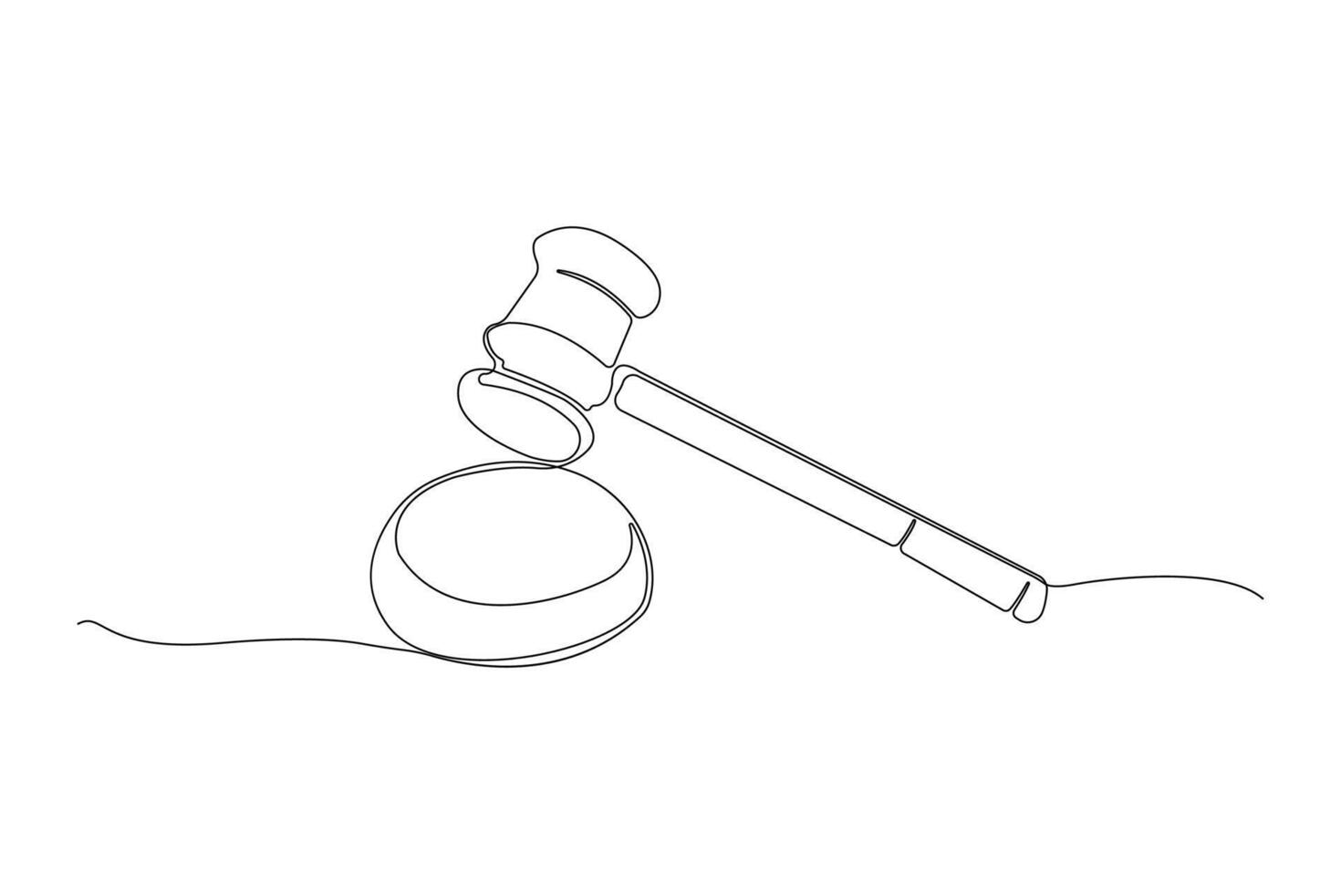 Judge gavel one-line art drawing isolated on white background. vector