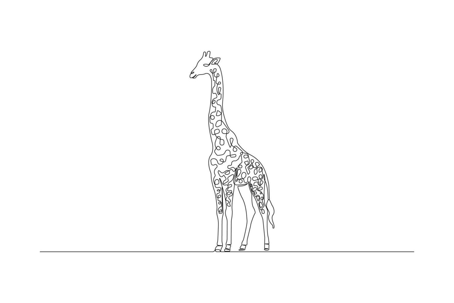 Hand-drawn giraffe continuous outline . Giraffe one line art drawing. vector
