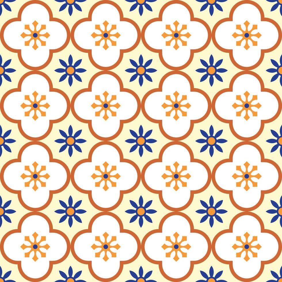 Simetric yellow flower pattern vector
