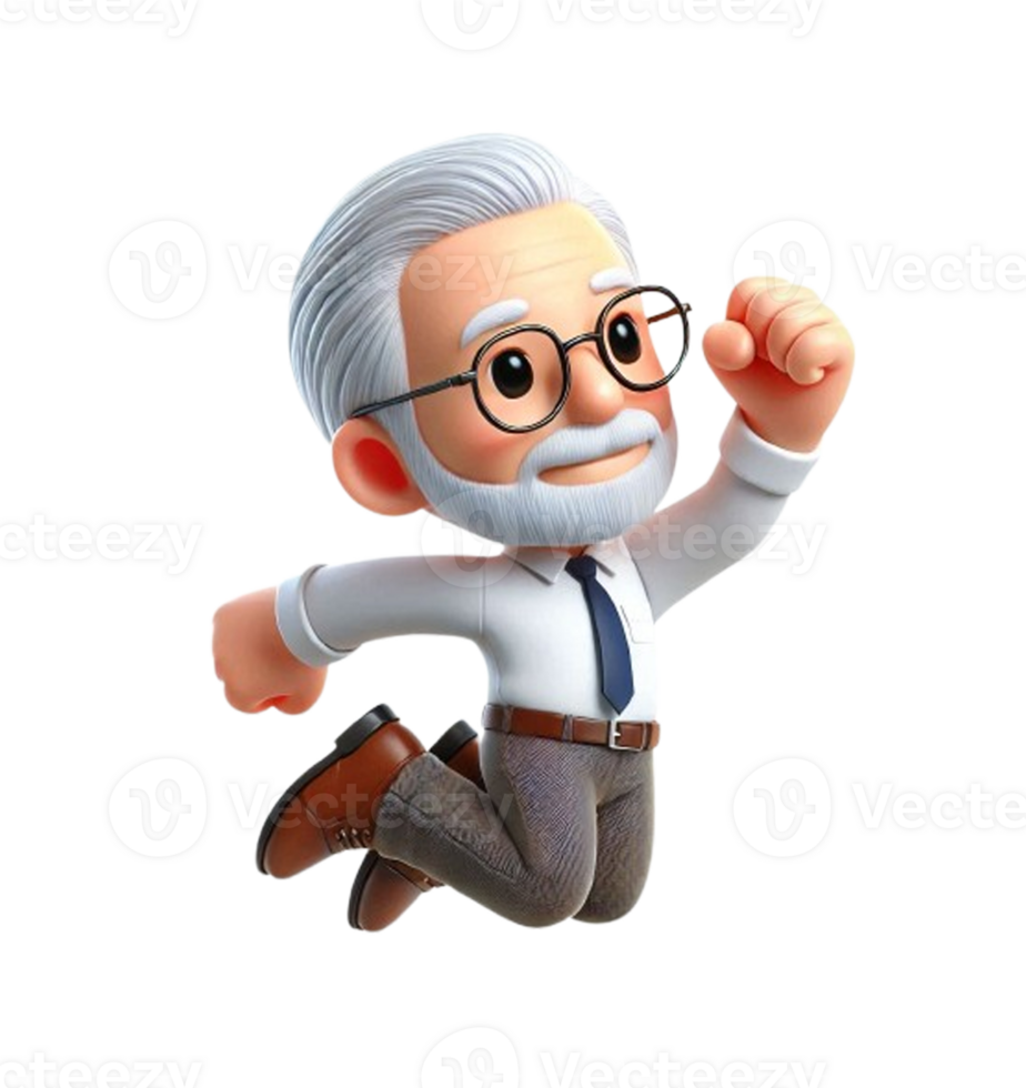 An older man jumping in the air png