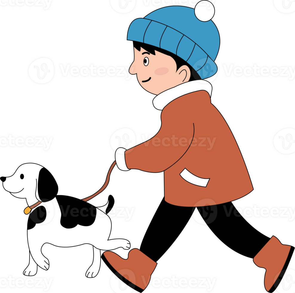 clipart boy walking dog clipart png
