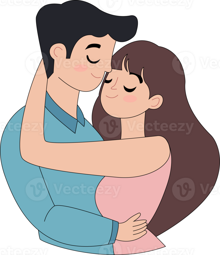 cartoon couple hugging clipart png
